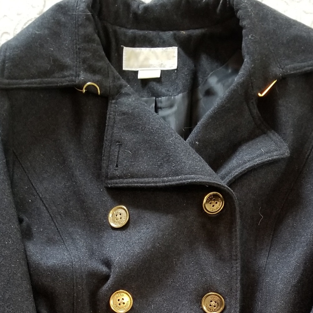 Michael kors womens double breasted wool belted tr